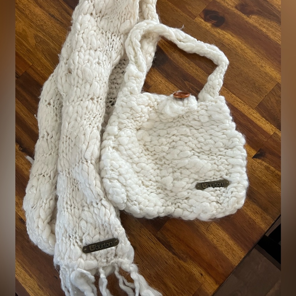 Burton Cream Knit Scarf and Bag Set